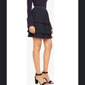 Ann Taylor Navy Blue Ruffle Tier Skirt Size M